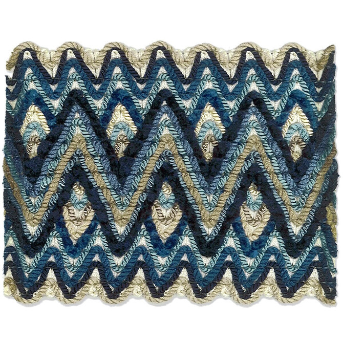 Asina 2 Navy by Stout Designer Trim NEW WORLD TAPES & BORDERS 94%SVI 6%NYL CHINA Horizontal: 1.125 and Vertical: 0 3.25 in - Swanky Fabrics -