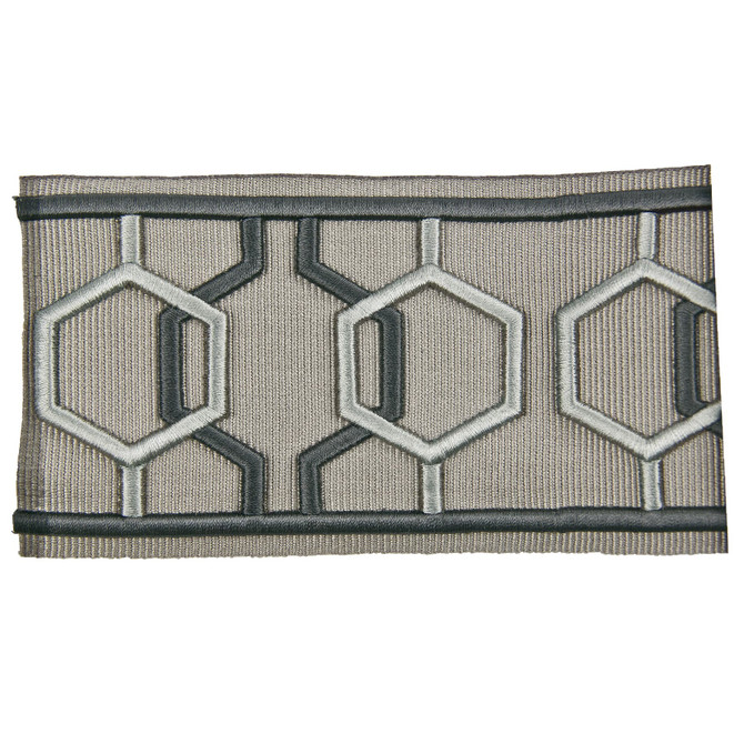 Emily 7 Charcoal by Stout Trim Stout Trim Emily 7 CharcoalTrim DISTINCTION TAPES 99%SVI 1%POL CHINA </p><p>Repeat: H: 3.000, V: 4.000 3 in - Fabric Carolina -