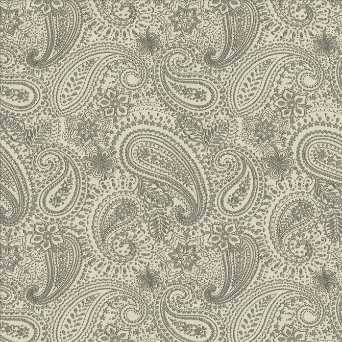 Graphic Paisley Grey  by Kasmir Designer Fabric 1451 90% Cotton
10% Polyester
 FRANCE 24,000 Martindale Cycles Horizontal: 17 7/8 inches and Vertical: 24 inches 61  - Swanky Fabrics -