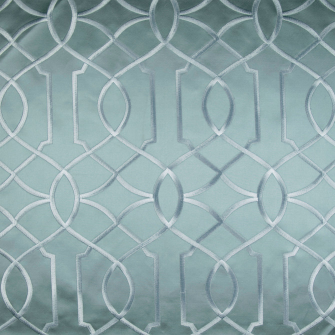 Boomerang Fountain Mist by Norbar Designer Fabric PARAMOUNT 60% COTTON 40% POLYESTER INDIA 9 1/4"V 5 1/4"H 52 - Swanky Fabrics -