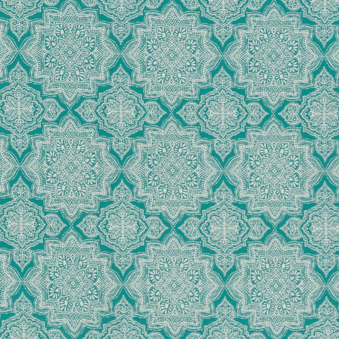 D1434 Lagoon Mandala by Charlotte Designer Fabric Vibrant Wovens 100% Woven Polypropylene Europe Exceeds 100,000 Wyzenbeek Rubs (Heavy Duty) Horizontal 6" x Vertical 7" 54 Inches - Swanky Fabrics -