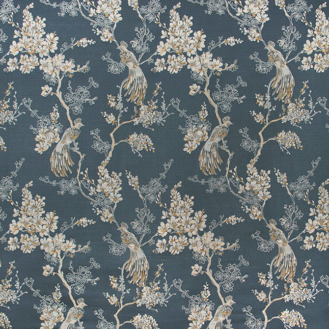 Bird In Waiting Cadet by Carole Designer Fabric Blue Forest 63% Polyester, 37% Viscose India N/A </p><p>Repeat: 20 5/8" V, 13 1/2" H 51" - Swanky Fabrics -