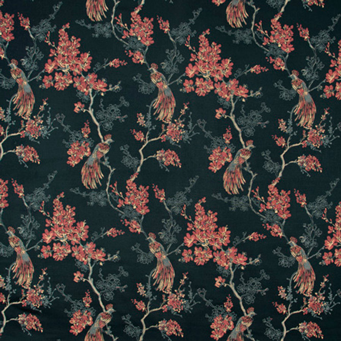 Bird In Waiting Autumn by Carole Designer Fabric Geranium 63% Polyester, 37% Viscose India N/A </p><p>Repeat: 20 5/8" V, 13 1/2" H 51" - Swanky Fabrics -