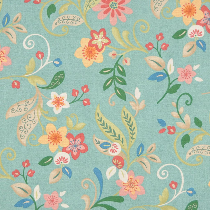 Belgrade Aqua by RM CoCo Designer Fabric International 100% Cotton See Sample 0 Horizontal: 27 and Vertical: 27 54 - Swanky Fabrics -