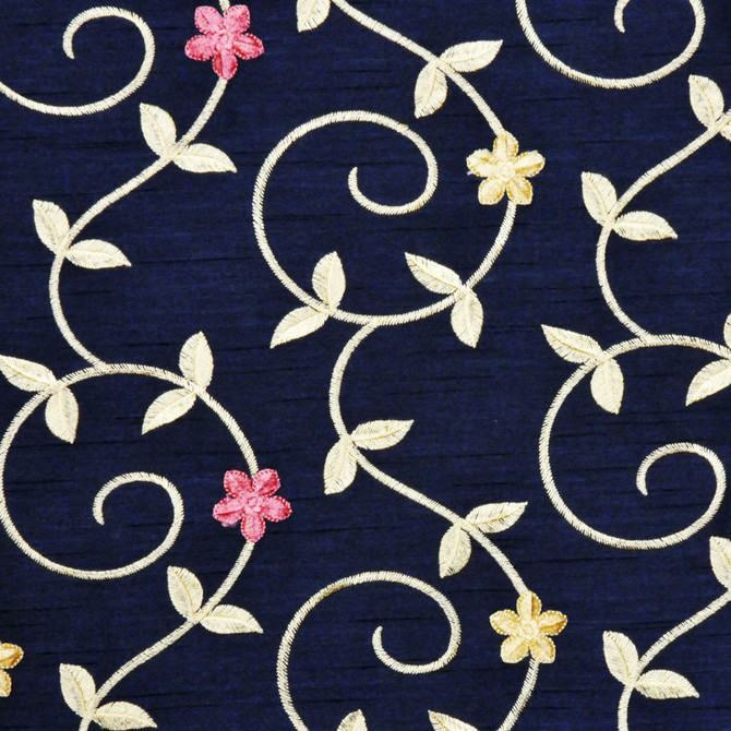 Heirloom Navy Blue by RM CoCo Designer Fabric Chinatown 100% Polyester See Sample 0 Horizontal: 7.38 and Vertical: 6.375 54 - Swanky Fabrics -
