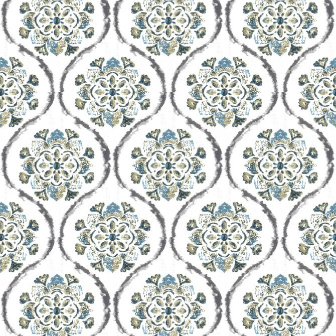 Bokadam 3 Denim by Aoc Designer Fabric RAINBOW LIBRARY HORIZON/LAKE 100%COT %VEMB INDIA PERFORMANCE RATED FABRIC FLAME RETARDANT-U.F.A.C. CLASS 1 CATB 117-2013 Horizontal: 8.875 and Vertical: 11.375 54 in - Swanky Fabrics -