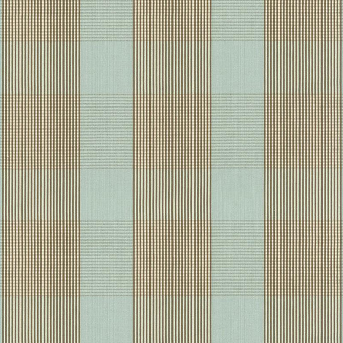 Avon Gingham Plaid Mocha/Aqua 63023 by Schumacher Designer Fabric Calypso 6.75" - Swanky Fabrics -