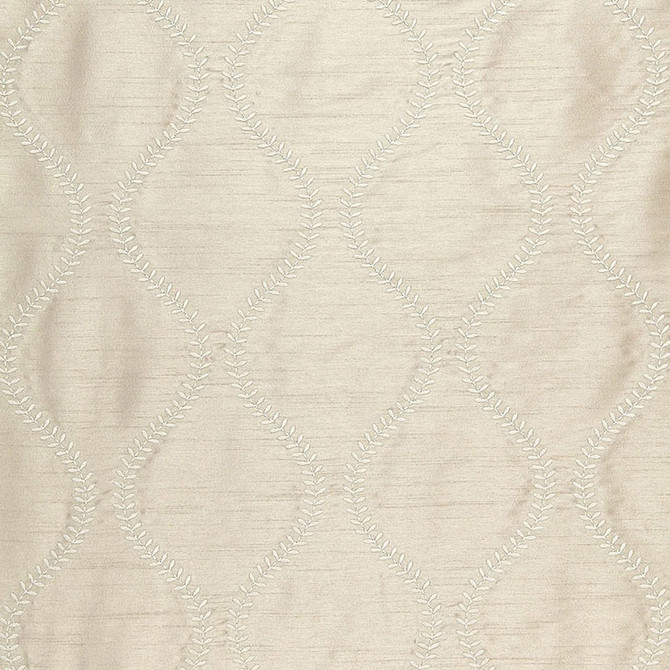 Agadir Embroidery Dove 65751 by Schumacher Designer Fabric CHROMA See Sample INDIA HEAVY DUTY </p><p>Repeat: Horizontal: 3 1/4" (8CM) and Vertical: 7 1/2" (19CM) 50 1/2" WIDE (128CM) - Swanky Fabrics -
