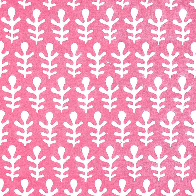 Bagru Hand Block Print Pink 179240 by Schumacher Designer Fabric Molly Mahon 3.88" - Swanky Fabrics -