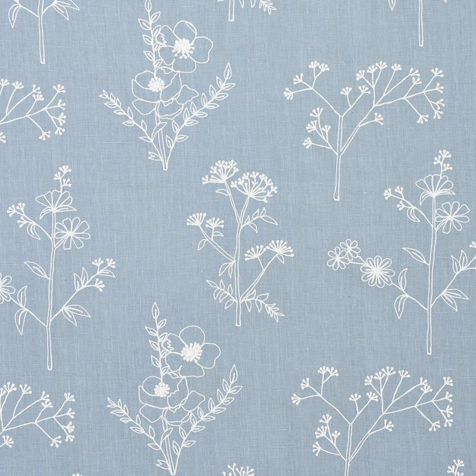Lisbeth Embroidery Blue 78360 by Schumacher Designer Fabric Exquisite Embroideries 17.38" - Swanky Fabrics -