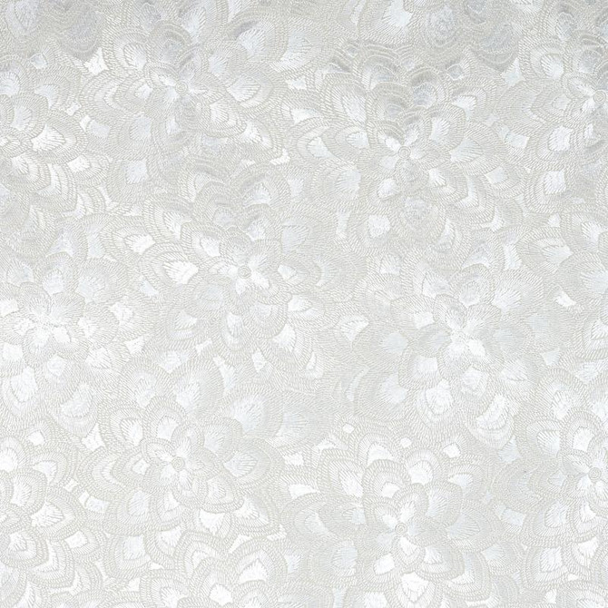 Lotus Embroidery Pearl 78341 by Schumacher Designer Fabric Exquisite Embroideries 16.75" - Swanky Fabrics -