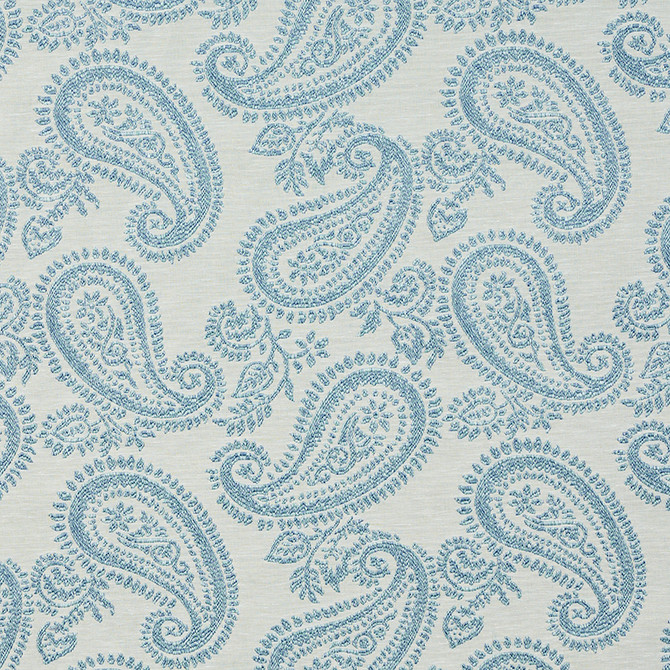 Milena Paisley Sky 78721 by Schumacher Fabric Schumacher Fabric Milena Paisley Sky 78721Fabric COTTON 45% ITALY </p><p>Repeat: H: HORZ. 13 3/4" (35CM) , V: VERT. 13 1/2" (34CM) 55 - Fabric Carolina -