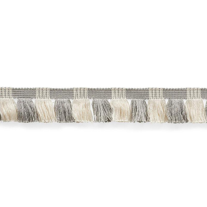 Juno Fringe Grey & Ivory 75364 by Schumacher Designer Trim Nautilus 1.75" - Swanky Fabrics -