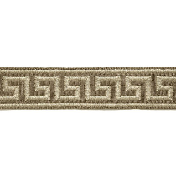 Dominique Linen Tape Greige 65560 by Schumacher Designer Trim Au Naturel 1.75" - Swanky Fabrics -