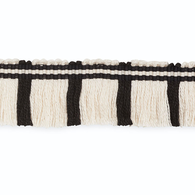 Gordon Cut Fringe Ivory/Ebony CF3021-6 by Schumacher Designer Trim SCHUMACHER TRIM PROGRAM COTTON 100% UNITED STATES OF AMERICA </p><p>Repeat: Horizontal: and Vertical: 1.125 - Swanky Fabrics -