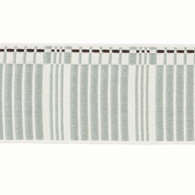 Carmo Tape Wide Sage 79212 by Schumacher Designer Trim Stephanie Seal Brown - Swanky Fabrics -
