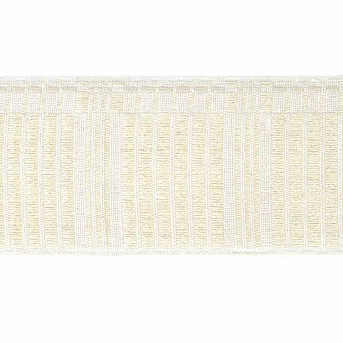 Carmo Tape Wide Ivory 79213 by Schumacher Designer Trim Stephanie Seal Brown - Swanky Fabrics -