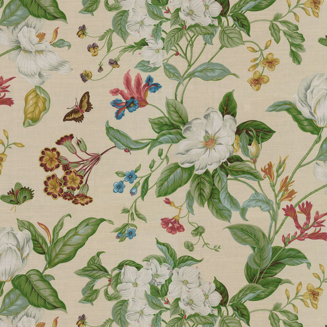 Garden Images Creme 750671 by Williamsburg Designer Fabric - 100%Cotton PERU 51000 Horizontal: 27 and Vertical: 25.25 54 - Swanky Fabrics -