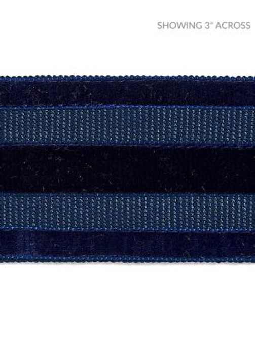 Runway Velvet Tape Deep Sea SCT33250006 by Scalamandre Designer Trim PACIFICA 80% VISCOSE 20% POLYAMIDE GERMANY LIGHT DUTY Horizontal: 0" and Vertical: 2.25 - Swanky Fabrics -