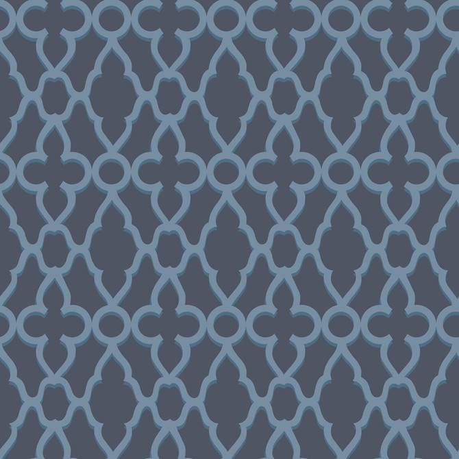 Treillage Cerulean/Midnig by Cole & Son Designer Wallcovering COLE & SON PEARWOOD PAPER - 100% United Kingdom Horizontal: 20.5 and Vertical: 20.5 20.5 - Swanky Fabrics -