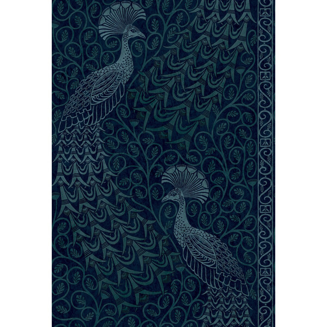Pavo Parade M Petrol/Ink by Cole & Son Designer Wallcovering COLE & SON PEARWOOD PAPER - 100% United Kingdom Horizontal: 20.5 and Vertical: 30 20.5 - Swanky Fabrics -