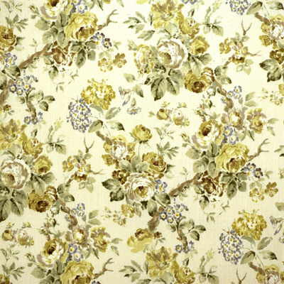 Garden Roses Lime/Leaf by Lee Jofa Designer Fabric SUZANNE RHEINSTEIN *HOLLYHOCK LINEN - 100% United Kingdom MEDIUM Horizontal: 39 and Vertical: 32 60 - Swanky Fabrics -