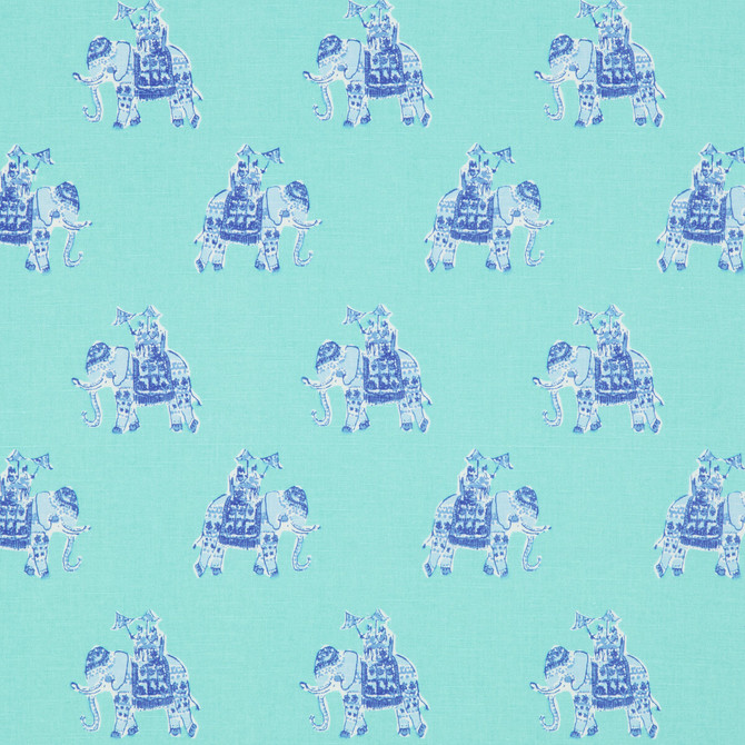 Bazaar Shorely Blue by Lee Jofa Designer Fabric LILLY PULITZER II COTTON - 89%;FLAX - 11% United States Horizontal: 6.75 and Vertical: 9 54 - Swanky Fabrics -