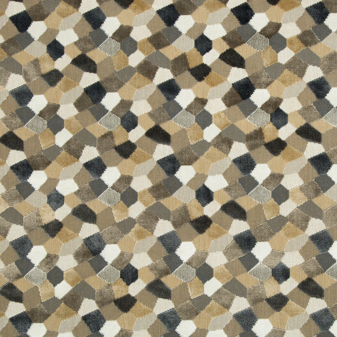 Modern Mosaic Sandstone by Kravet Couture Designer Fabric ARTISAN VELVETS VISCOSE - 81%;COTTON - 10%;POLYESTER - 9% Belgium HEAVY Horizontal: 9 and Vertical: 9 53.5 - Swanky Fabrics -