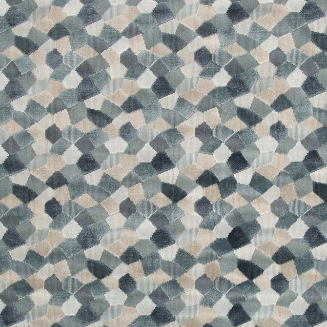 Modern Mosaic Harbor by Kravet Couture Designer Fabric ARTISAN VELVETS VISCOSE - 81%;COTTON - 10%;POLYESTER - 9% Belgium HEAVY Horizontal: 9 and Vertical: 9 53.5 - Swanky Fabrics -
