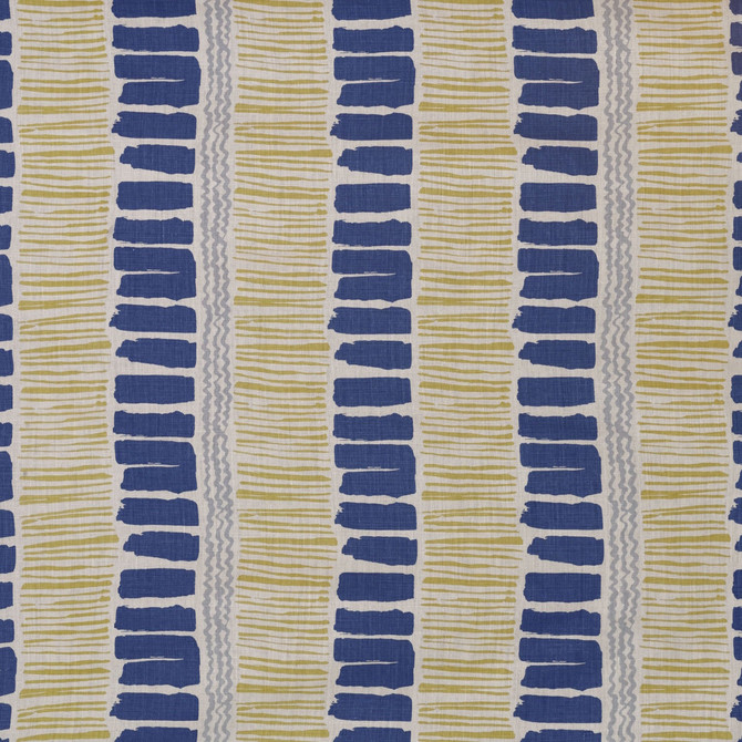 Saltaire Indigo/Yellow/Aqua by Lee Jofa Designer Fabric BLITHFIELD LINEN - 100% Thailand MEDIUM Horizontal: 26 and Vertical: 25.22 52.79 - Swanky Fabrics -