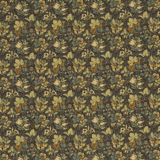 Meadow Fruit Charcoal/Green by G P & J Baker Designer Fabric ORIGINALS V VISCOSE - 85%;LINEN - 15% United Kingdom HEAVY Horizontal: - and Vertical: - 53.978 - Swanky Fabrics -