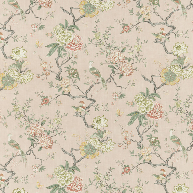Oriental Bird Signature Blush by G P & J Baker Designer Fabric SIGNATURE PRINTS VISCOSE - 85%;LINEN - 15% United Kingdom HEAVY Horizontal: 18.124 and Vertical: 31.126 53.978 - Swanky Fabrics -