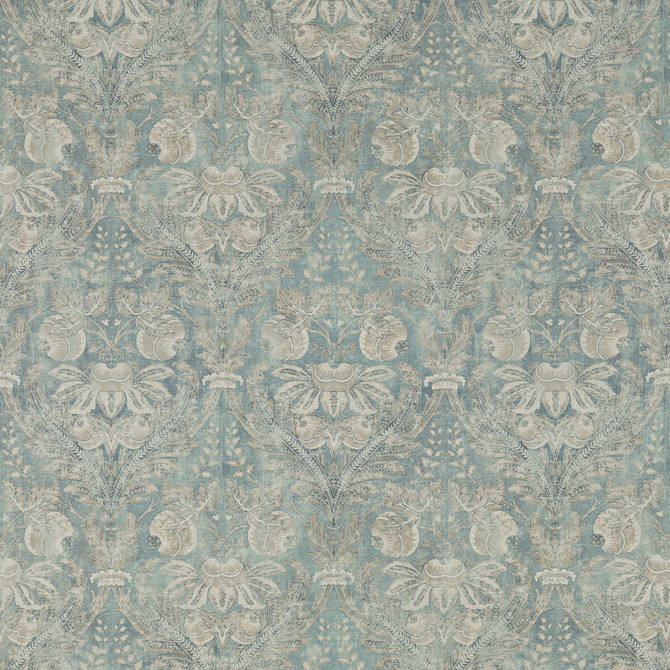 Lapura Damask Blue by G P & J Baker Designer Fabric COROMANDEL VISCOSE - 82%;LINEN - 18% United Kingdom Horizontal: 26.989 and Vertical: 23.246 53.978 - Swanky Fabrics -