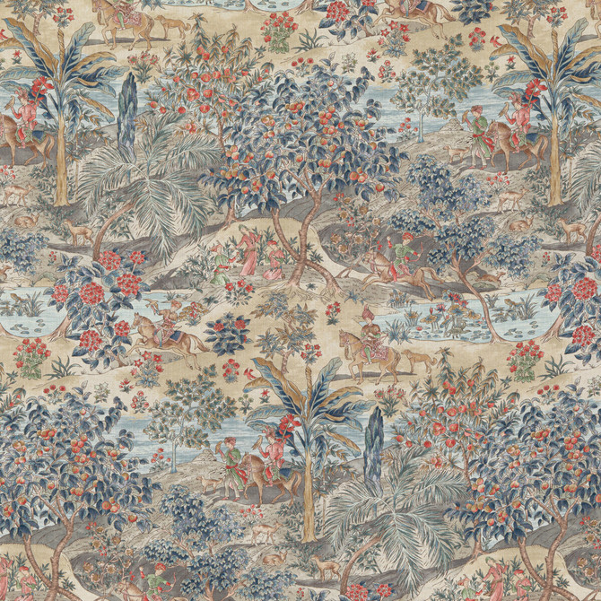 Ramayana Red/Blue by G P & J Baker Designer Fabric COROMANDEL VISCOSE - 82%;LINEN - 18% United Kingdom - Horizontal: 54.372 and Vertical: 48.856 54.372 - Swanky Fabrics -