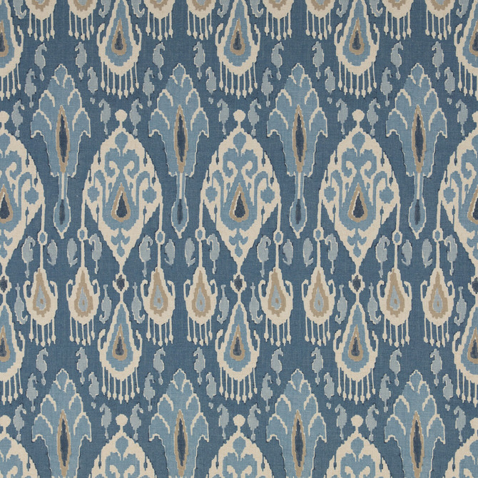 Ikat Bokhara Blue by G P & J Baker Fabric G P & J Baker Fabric Ikat Bokhara BlueFabric CHIFU VISCOSE - 49%;LINEN - 26%;COTTON - 17%;POLYESTER - 8% Thailand </p><p>Repeat: H: 10.244, V: 27.186 51.22 - Fabric Carolina -