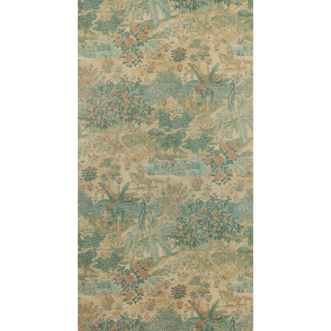 Ramayana Sage/Multi by G P & J Baker Designer Wallcovering SIGNATURE II WALLPAPERS PAPER - 100% United Kingdom Horizontal: 26.989 and Vertical: 36.051 26.989 - Swanky Fabrics -