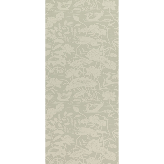 Heron & Lotus Flower Aqua by G P & J Baker Designer Wallcovering SIGNATURE II WALLPAPERS NON WOVEN - 100% United Kingdom Horizontal: 20.488 and Vertical: 25.216 20.488 - Swanky Fabrics -