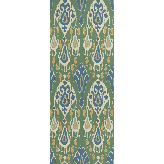 Ikat Bokhara Emerald by G P & J Baker Designer Wallcovering SIGNATURE II WALLPAPERS NON WOVEN - 100% United Kingdom Horizontal: 20.488 and Vertical: 25.216 20.488 - Swanky Fabrics -