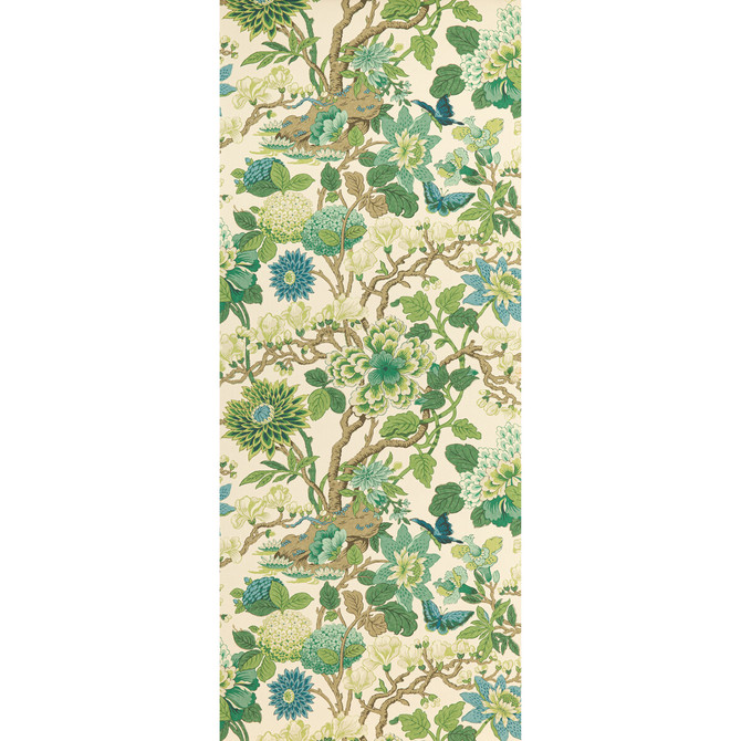 Magnolia Emerald/Teal by G P & J Baker Designer Wallcovering SIGNATURE II WALLPAPERS PAPER - 100% United Kingdom - Horizontal: 27.58 and Vertical: 37.627 27.58 - Swanky Fabrics -