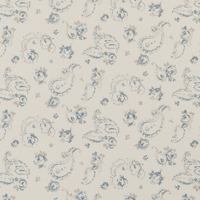 Evelina Wedgewood by Clarke And Clarke Designer Fabric CLARKE & CLARKE CLARISSE FABRICS LINEN - 100% Turkey MEDIUM Horizontal: 6.81 and Vertical: 6.3 55 - Swanky Fabrics -