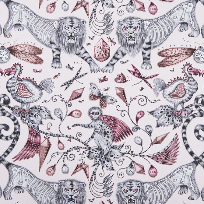 Extinct Pink by Clarke And Clarke Fabric Clarke And Clarke Fabric Extinct PinkFabric ANIMALIA BY EMMA J SHIPLEY FOR C&C COTTON - 100% United Kingdom </p><p>Repeat: H: 27.17, V: 22.24 54 - Fabric Carolina -