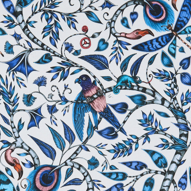 Rousseau Blue by Clarke And Clarke Designer Fabric ANIMALIA BY EMMA J SHIPLEY FOR C&C COTTON - 100% United Kingdom HEAVY Horizontal: 13.58 and Vertical: 26.97 54 - Swanky Fabrics -