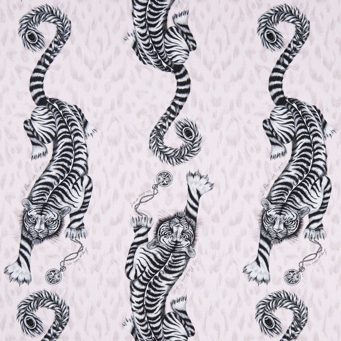 Tigris Pink by Clarke And Clarke Designer Fabric ANIMALIA BY EMMA J SHIPLEY FOR C&C COTTON - 100% United Kingdom HEAVY Horizontal: 18.11 and Vertical: 21.85 54 - Swanky Fabrics -