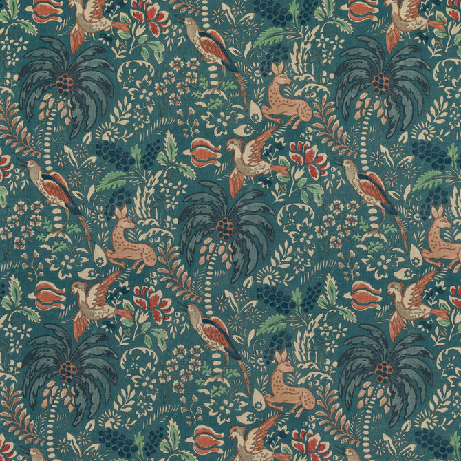 Fantasia Teal by Mulberry Fabric Mulberry Fabric Fantasia TealFabric MODERN COUNTRY I VISCOSE - 67%;LINEN - 33% United Kingdom </p><p>Repeat: H: 27.383, V: 24.822 54.766 - Fabric Carolina -