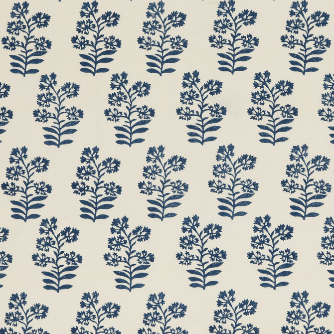 Wild Flower Indigo by Baker Lifestyle Designer Fabric BLOCK PARTY LINEN - 56%;COTTON - 44% India Horizontal: 5.91 and Vertical: 13.396 53.978 - Swanky Fabrics -