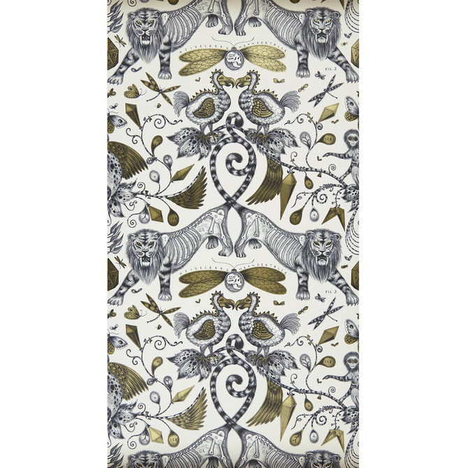 Extinct Gold by Clarke And Clarke Wallcovering Clarke And Clarke Wallcovering Extinct GoldWallcovering ANIMALIA BY EMMA J SHIPLEY FOR C&C United Kingdom </p><p>Repeat: H: 0, V: 18 20.5 - Fabric Carolina -