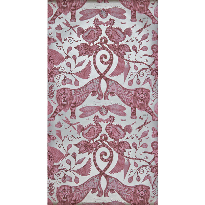 Extinct Magenta by Clarke And Clarke Designer Wallcovering ANIMALIA BY EMMA J SHIPLEY FOR C&C United Kingdom Horizontal: 0 and Vertical: 18 20.5 - Swanky Fabrics -
