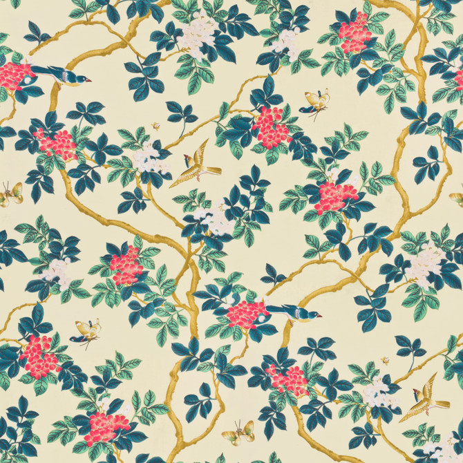 7544-7 Bird & Butterfly by Bassett Mcnab Designer Fabric BASSETT MCNAB PRINTS 100%COT USA Horizontal: 0.000 and Vertical: 49.000 48 in - Swanky Fabrics -