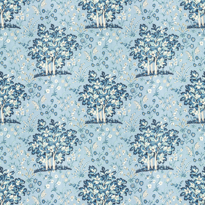 7813-2 Medieval Garden Ocean by Bassett Mcnab Designer Fabric BASSETT MCNAB SIGNATURE 100%LIN USA Horizontal: 27 and Vertical: 25.25 54 in - Swanky Fabrics -
