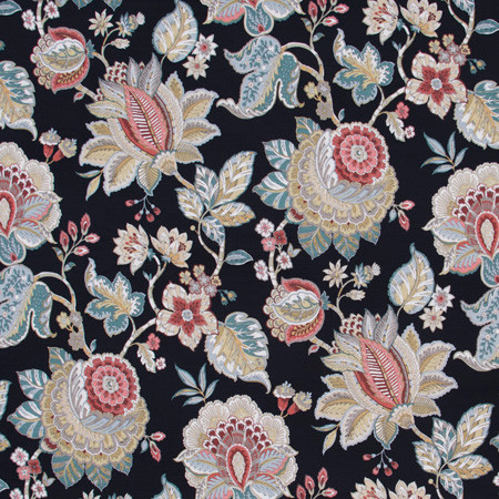 Any Tradition Jet by Carole Designer Fabric Azalea 100% Cotton Spain 27" V, 13 1/2" H HD 54" - Swanky Fabrics -